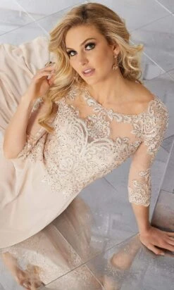 MGNY By Mori Lee - 71622 Embroidered Bateau Chiffon A-line Dress -Mori Lee mgny by mori lee 71622 embroidered bateau chiffon a line dress mother of the bride dresses 14538594451539