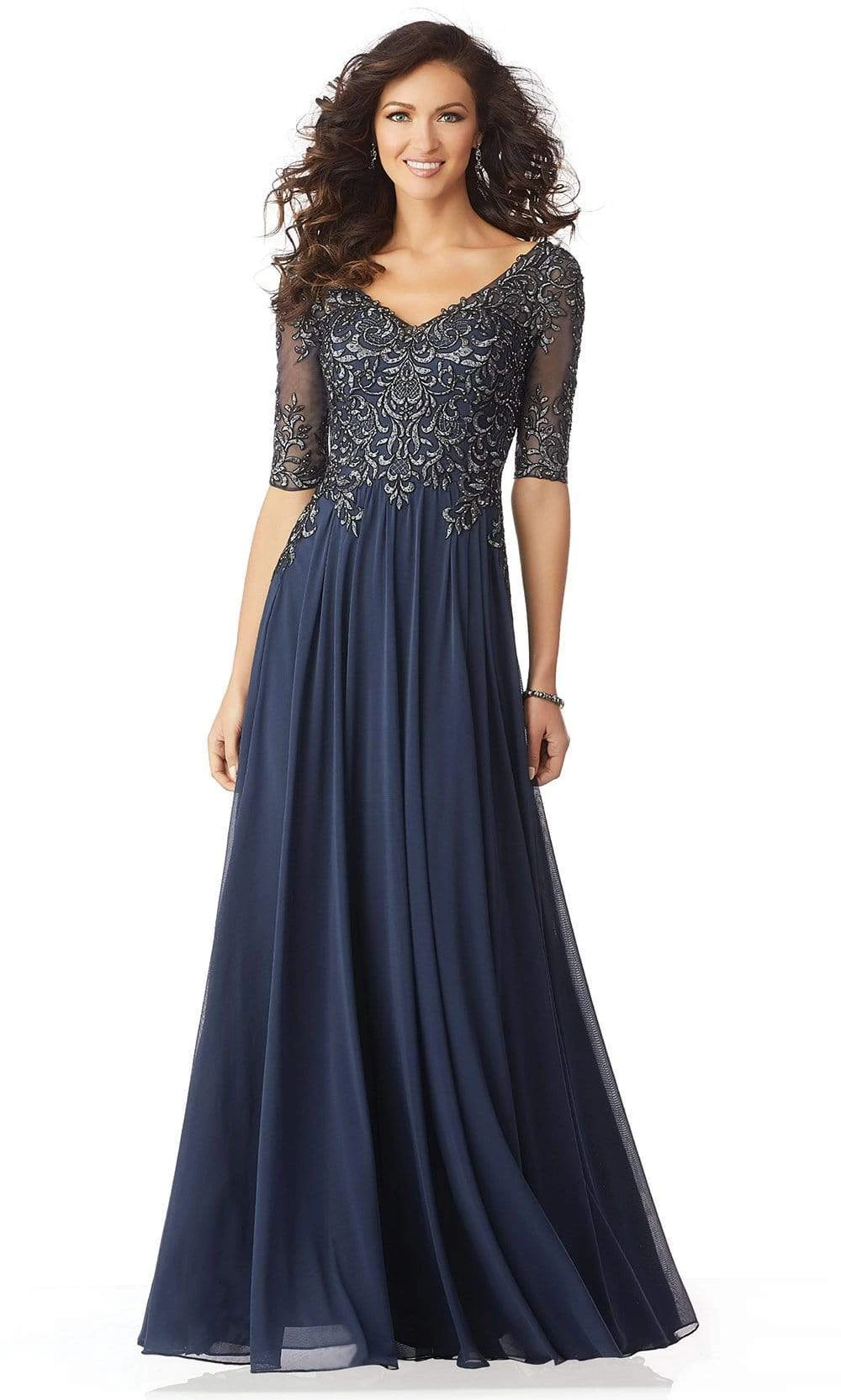 MGNY By Mori Lee - 71805 Embroidered V-neck A-line Gown 1 MGNY By Mori Lee - 71805 Embroidered V-neck A-line Gown