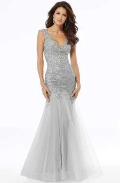 MGNY By Mori Lee - 72103 Beaded Plunging V-Neck Trumpet Dress 10 MGNY By Mori Lee - 72103 Beaded Plunging V-Neck Trumpet Dress -Mori Lee mgny by mori lee 72103 beaded plunging v neck trumpet dress evening dresses 2 silver 13745143939155
