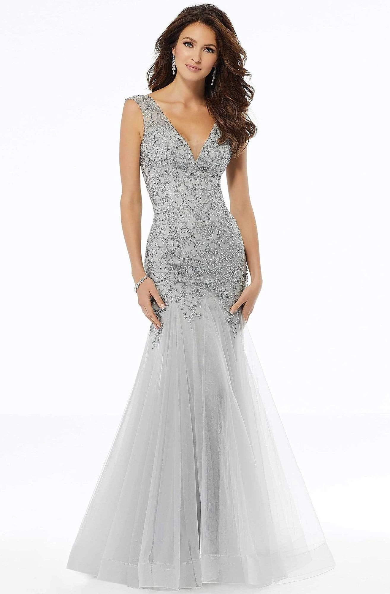 MGNY By Mori Lee - 72103 Beaded Plunging V-Neck Trumpet Dress 5 MGNY By Mori Lee - 72103 Beaded Plunging V-Neck Trumpet Dress - Image 5