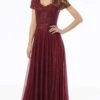 MGNY By Mori Lee - 72116 Bead Embroidered Deep V-neck A-line Dress