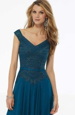 MGNY By Mori Lee - 72134 Embroidered Off-Shoulder A-line Gown -Mori Lee mgny by mori lee 72134 embroidered off shoulder a line gown mother of the bride dresses 28211180372051