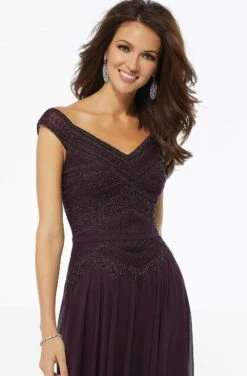 MGNY By Mori Lee - 72134 Embroidered Off-Shoulder A-line Gown -Mori Lee mgny by mori lee 72134 embroidered off shoulder a line gown mother of the bride dresses 28843635048531