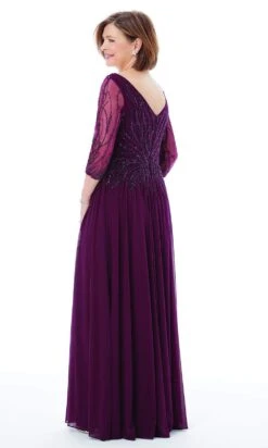 MGNY By Mori Lee - 72202 Sheer Quarter Sleeve Beaded Mesh A-Line Gown -Mori Lee mgny by mori lee 72202 sheer quarter sleeve beaded mesh a line gown mother of the bride dresses 28119683629139