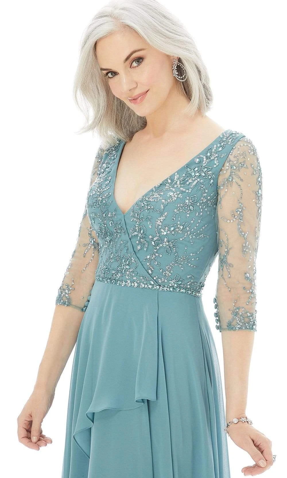 MGNY By Mori Lee - 72208 Surplice V Neck Beaded Chiffon A-Line Gown 4 MGNY By Mori Lee - 72208 Surplice V Neck Beaded Chiffon A-Line Gown - Image 4