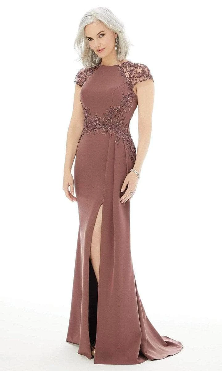MGNY By Mori Lee - 72210SC Embellished Jewel Neck Evening Dress - 1 Pc Rosewood In Size 12 Available 1 MGNY By Mori Lee - 72210SC Embellished Jewel Neck Evening Dress - 1 Pc Rosewood In Size 12 Available