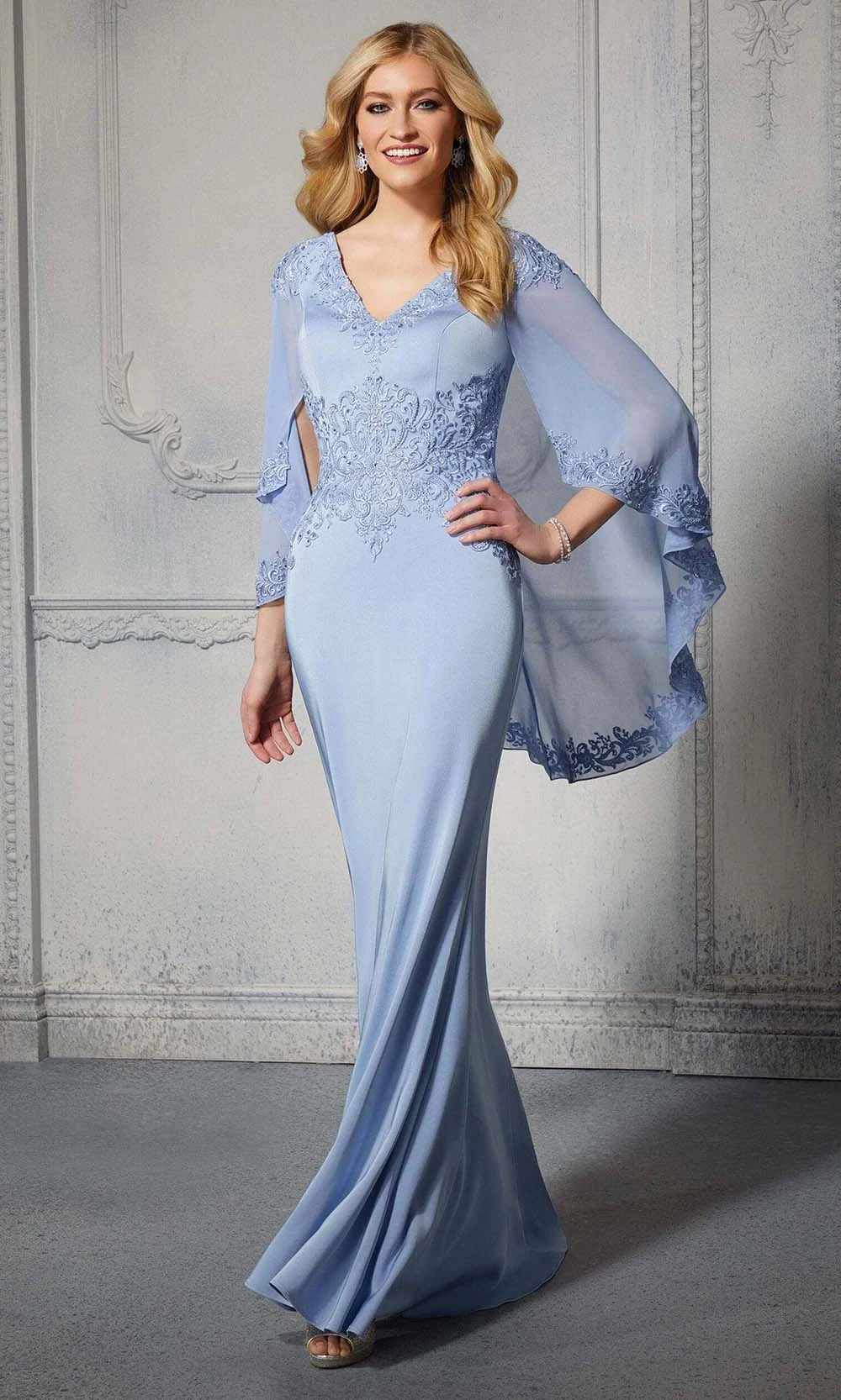 MGNY By Mori Lee - 72401 Capelet Sheath Evening Dress 1 MGNY By Mori Lee - 72401 Capelet Sheath Evening Dress