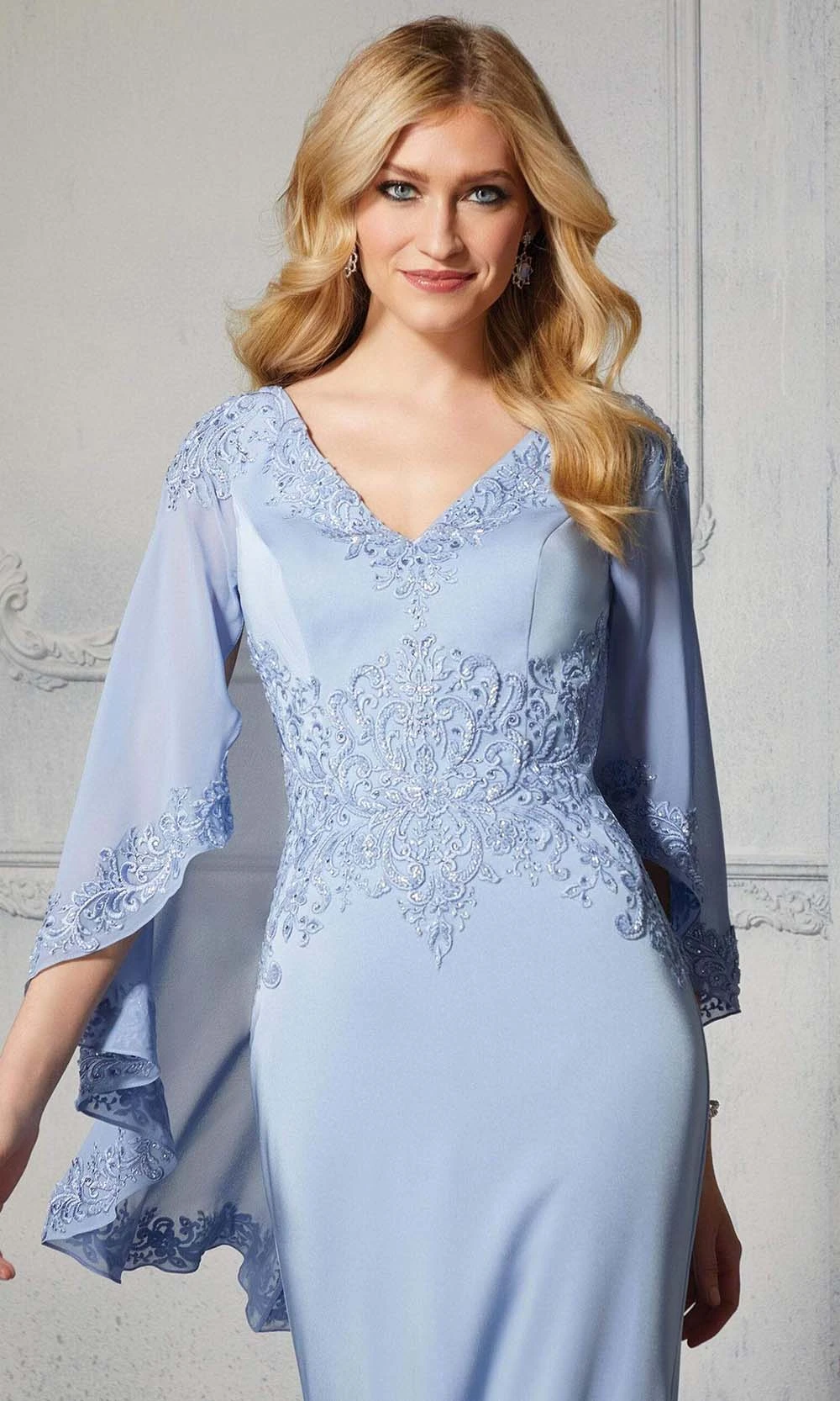 MGNY By Mori Lee - 72401 Capelet Sheath Evening Dress 3 MGNY By Mori Lee - 72401 Capelet Sheath Evening Dress - Image 3