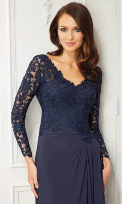 MGNY By Mori Lee - 72418 V-Neck Sheath Evening Dress -Mori Lee mgny by mori lee 72418 v neck sheath evening dress evening dresses 28799003164755