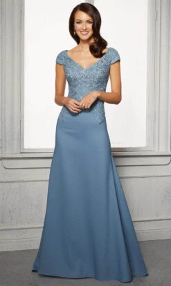 MGNY By Mori Lee - 72421 Cap Sleeves A-Line Evening Dress 8 MGNY By Mori Lee - 72421 Cap Sleeves A-Line Evening Dress -Mori Lee mgny by mori lee 72421 cap sleeves a line evening dress mother of the bride dresses 00 slate 28428001181779