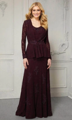 MGNY By Mori Lee - 72422 Two Piece Formal Lace Evening Dress 8 MGNY By Mori Lee - 72422 Two Piece Formal Lace Evening Dress -Mori Lee mgny by mori lee 72422 two piece formal lace evening dress evening dresses 00 cabernet 28798993039443