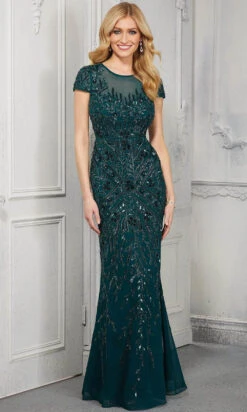 MGNY By Mori Lee - 72426 Leaf Motif Beaded Formal Evening Dress -Mori Lee mgny by mori lee 72426 leaf motif beaded formal evening dress evening dresses 00 emerald 28428907315283