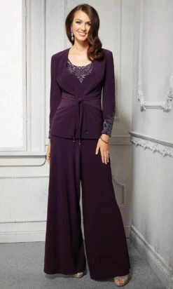 MGNY By Mori Lee - 72427 Scoop Long Sleeves Pant Suit 8 MGNY By Mori Lee - 72427 Scoop Long Sleeves Pant Suit -Mori Lee mgny by mori lee 72427 scoop long sleeves pant suit mother of the bride dresses 00 eggplant 28428019302483