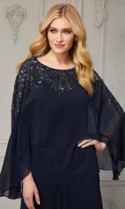 MGNY By Mori Lee - 72428 Beaded Chiffon Loose Pantsuit -Mori Lee mgny by mori lee 72428 beaded chiffon loose pantsuit evening dresses 28429129875539