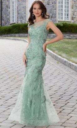 MGNY By Mori Lee 72702 - Lace Appliqued Evening Dress -Mori Lee mgny by mori lee 72702 lace appliqued evening dress evening dresses 32017704091731