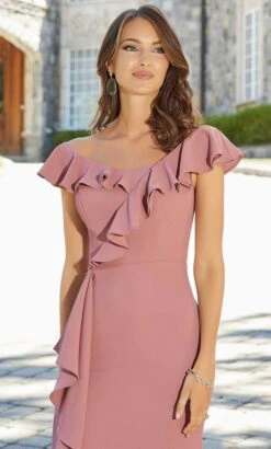 MGNY By Mori Lee 72709 - Crepe Ruffled Slit Long Dress -Mori Lee mgny by mori lee 72709 crepe ruffled slit long dress evening dresses 32021651750995