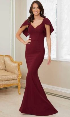 MGNY By Mori Lee 72728 - Crepe Cape Prom Dress -Mori Lee mgny by mori lee 72728 crepe cape prom dress prom dresses 00 wine 32019939524691