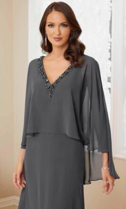 MGNY By Mori Lee 72731 - Beaded V-Neck Evening Gown -Mori Lee mgny by mori lee 72731 beaded v neck evening gown special occasion dress 31997982572627