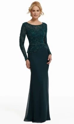 MGNY By Mori Lee - Bateau Beaded Lace Sheath Evening Dress 72010SC