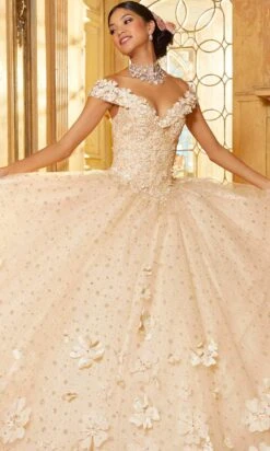Mori Lee 34063 - 3D Florals Quinceanera Ballgown -Mori Lee mori lee 34063 3d florals quinceanera ballgown quinceanera dresses 31384045125715