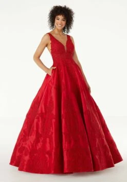 Mori Lee - 43089 Sleeveless V Neck Beaded Lace Appliques Satin Gown 19 Mori Lee - 43089 Sleeveless V Neck Beaded Lace Appliques Satin Gown -Mori Lee mori lee 43089 sleeveless v neck beaded lace appliques satin gown prom dresses 0 red 13270619717715