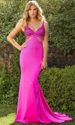 Mori Lee 47005 - Plunging V-neck Evening Gown 11 Mori Lee 47005 - Plunging V-neck Evening Gown -Mori Lee mori lee 47005 plunging v neck evening gown special occasion dress 00 hotpink 29804514771027