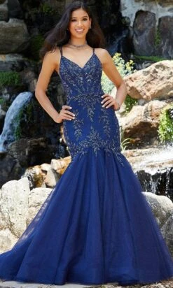 Mori Lee 47021 - Sleeveless V-neck Long Gown -Mori Lee mori lee 47021 sleeveless v neck long gown prom dresses 00 navy 29853577445459