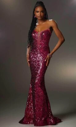 Mori Lee 48004 - Sequined Strapless Evening Gown