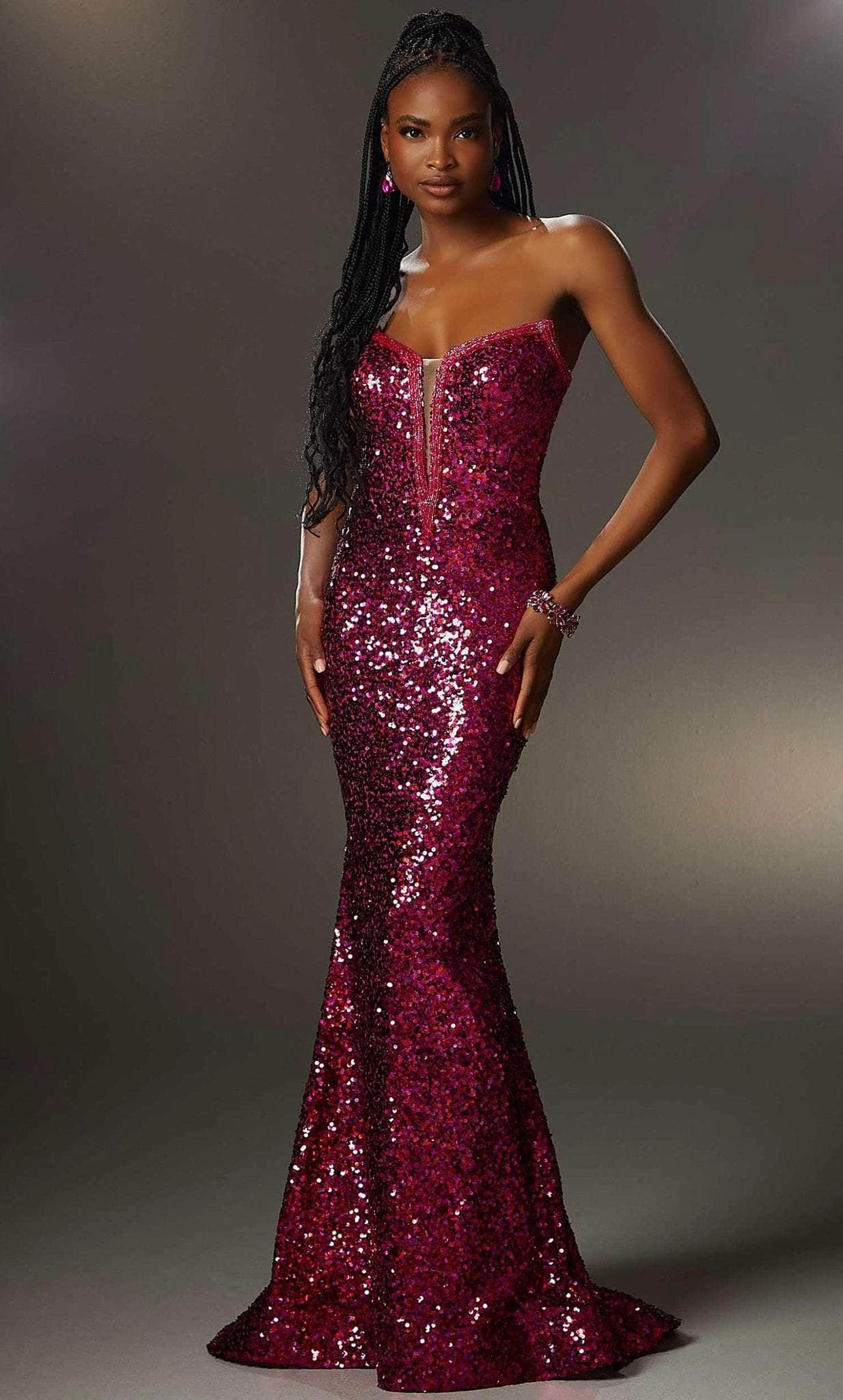Mori Lee 48004 - Sequined Strapless Evening Gown 1 Mori Lee 48004 - Sequined Strapless Evening Gown
