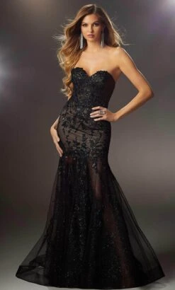 Mori Lee 48006 - Strapless Tulle Evening Gown