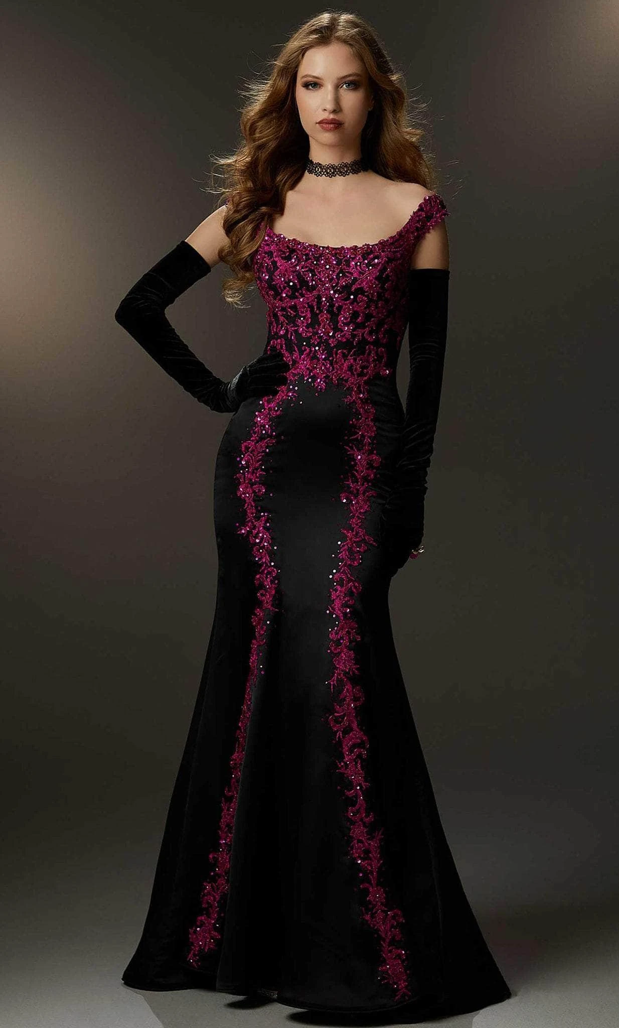 Mori Lee 48012 - Embroidered Off-Shoulder Evening Gown 1 Mori Lee 48012 - Embroidered Off-Shoulder Evening Gown