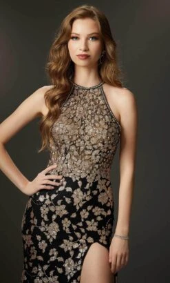 Mori Lee 48013 - Floral Motif Prom Gown -Mori Lee mori lee 48013 floral motif prom gown evening dresses 32021296119891