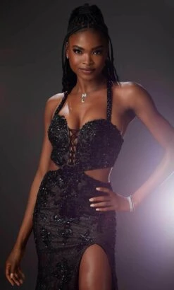 Mori Lee 48014 - Edgy-Styled Trumpet Bedazzled Gown -Mori Lee mori lee 48014 edgy styled trumpet bedazzled gown evening dresses 32021311160403