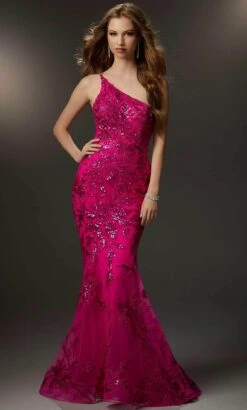 Mori Lee 48016 - Embroidered Lace-Up Prom Gown