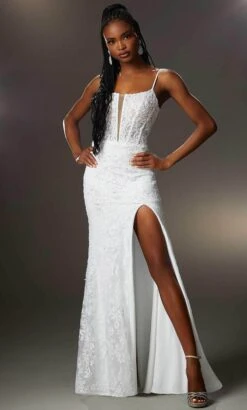 Mori Lee 48044 - Beaded Lace Applique Sleeveless Prom Dress -Mori Lee mori lee 48044 beaded lace applique sleeveless prom dress evening dresses 00 white 32004639359059