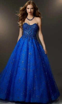 Mori Lee 48058 - Strapless Floral Beaded Ballgown -Mori Lee mori lee 48058 strapless floral beaded ballgown ball gowns 00 regal royal 31995634647123