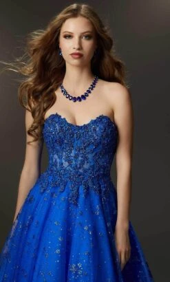 Mori Lee 48058 - Strapless Floral Beaded Ballgown -Mori Lee mori lee 48058 strapless floral beaded ballgown ball gowns 31995634679891