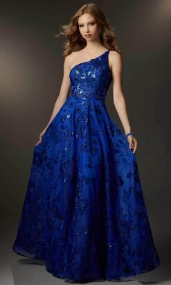 Mori Lee 48060 - Asymmetrical Beaded Prom Gown -Mori Lee mori lee 48060 asymmetrical beaded prom gown prom dresses 00 royal 32017504895059