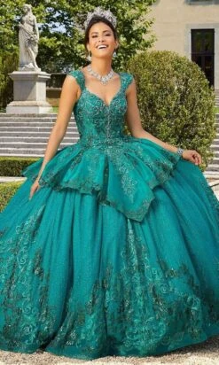 Mori Lee - 60134 Metallic Embroidered Peplum Ballgown 10 Mori Lee - 60134 Metallic Embroidered Peplum Ballgown -Mori Lee mori lee 60134 metallic embroidered peplum ballgown quinceanera dresses 00 jade 15676419407955