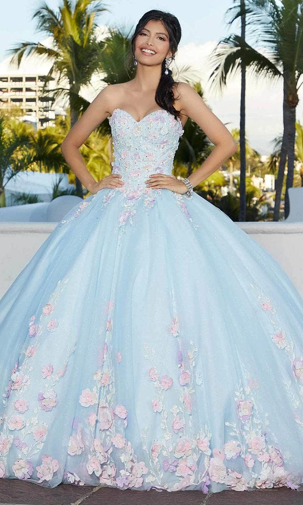 Mori Lee 60165 - 3D Floral Appliqued Sweetheart Ballgown 3 Mori Lee 60165 - 3D Floral Appliqued Sweetheart Ballgown - Image 3