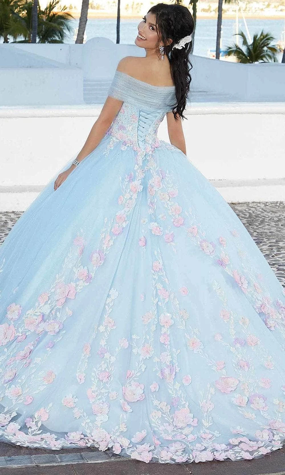 Mori Lee 60165 - 3D Floral Appliqued Sweetheart Ballgown 2 Mori Lee 60165 - 3D Floral Appliqued Sweetheart Ballgown - Image 2