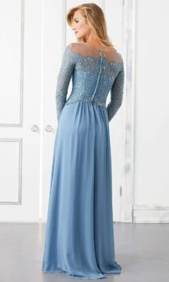 Mori Lee - 72310 Crystal Beaded Illusion Lace Bodice Chiffon Gown -Mori Lee mori lee 72310 crystal beaded illusion lace bodice chiffon gown evening dresses 15676395814995