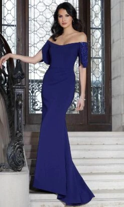 Mori Lee 72613 - Jersey Off-Shoulder Evening Dress -Mori Lee mori lee 72613 jersey off shoulder evening dress evening dresses 00 sapphire 31386564067411