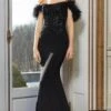 Mori Lee 72621 - Feathered Off-Shoulder Evening Gown