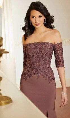 Mori Lee 72628 - Laced Crepe Evening Gown -Mori Lee mori lee 72628 laced crepe evening gown evening dresses 31386636386387