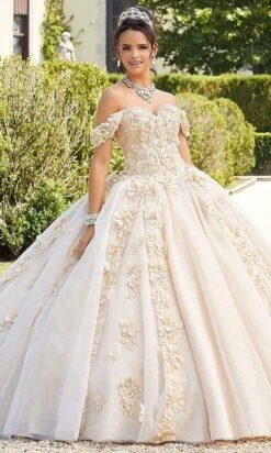 Mori Lee - 89301 3D Floral Appliqued Embellished Ballgown -Mori Lee mori lee 89301 3d floral appliqued embellished ballgown quinceanera dresses 00 gold 15885874364499