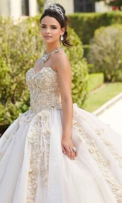 Mori Lee - 89301 3D Floral Appliqued Embellished Ballgown -Mori Lee mori lee 89301 3d floral appliqued embellished ballgown quinceanera dresses 15885555794003