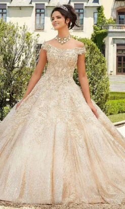 Mori Lee - 89302 Off Shoulder Rhinestone Beaded Glitter Net Ballgown