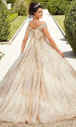 Mori Lee -Mori Lee mori lee 89302 off shoulder rhinestone beaded glitter net ballgown quinceanera dresses 15679948292179