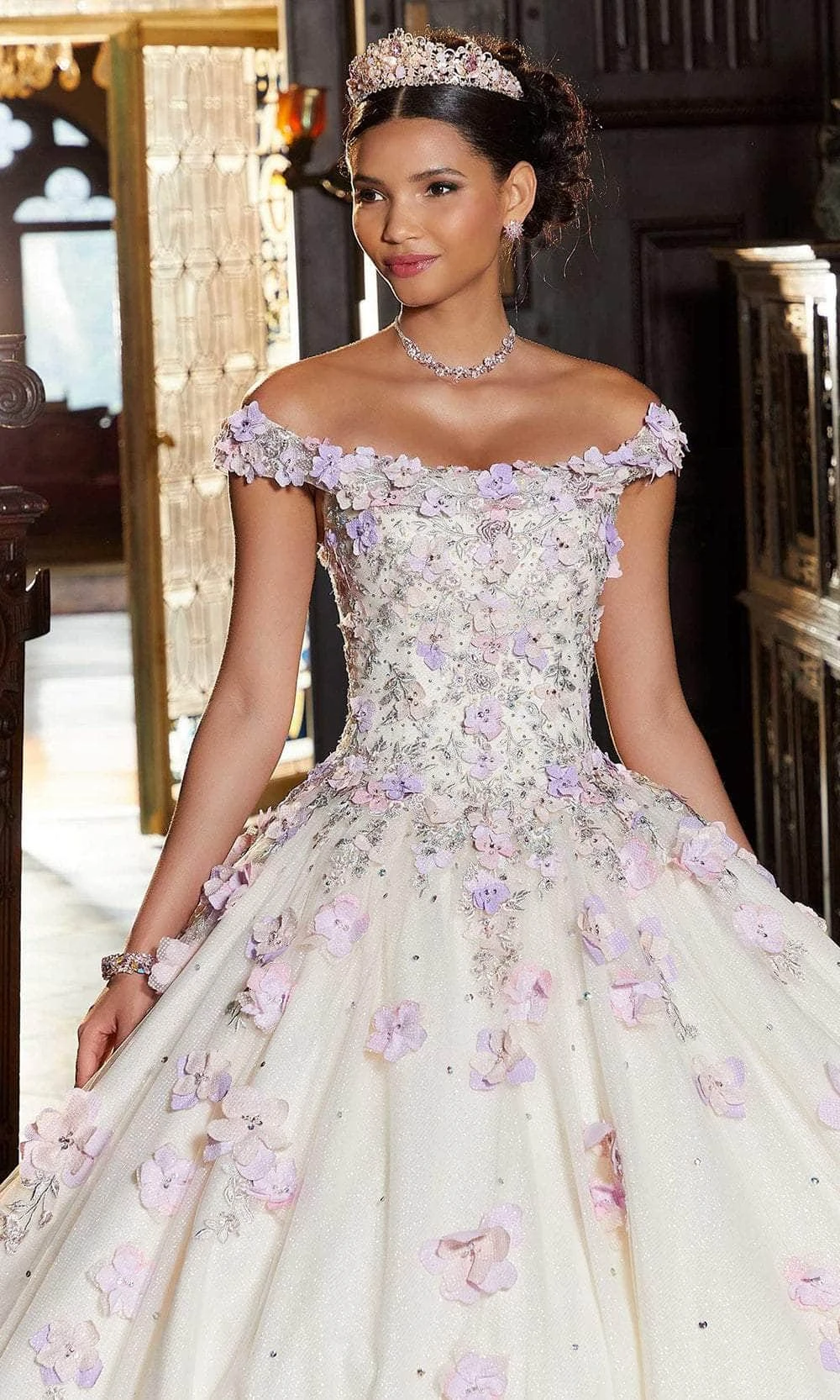Mori Lee 89341 - Floral Appliqued Quinceañera Dress 2 Mori Lee 89341 - Floral Appliqued Quinceañera Dress - Image 2